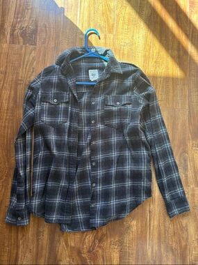 Billabong Black & White Plaid Shirt with Label Detail